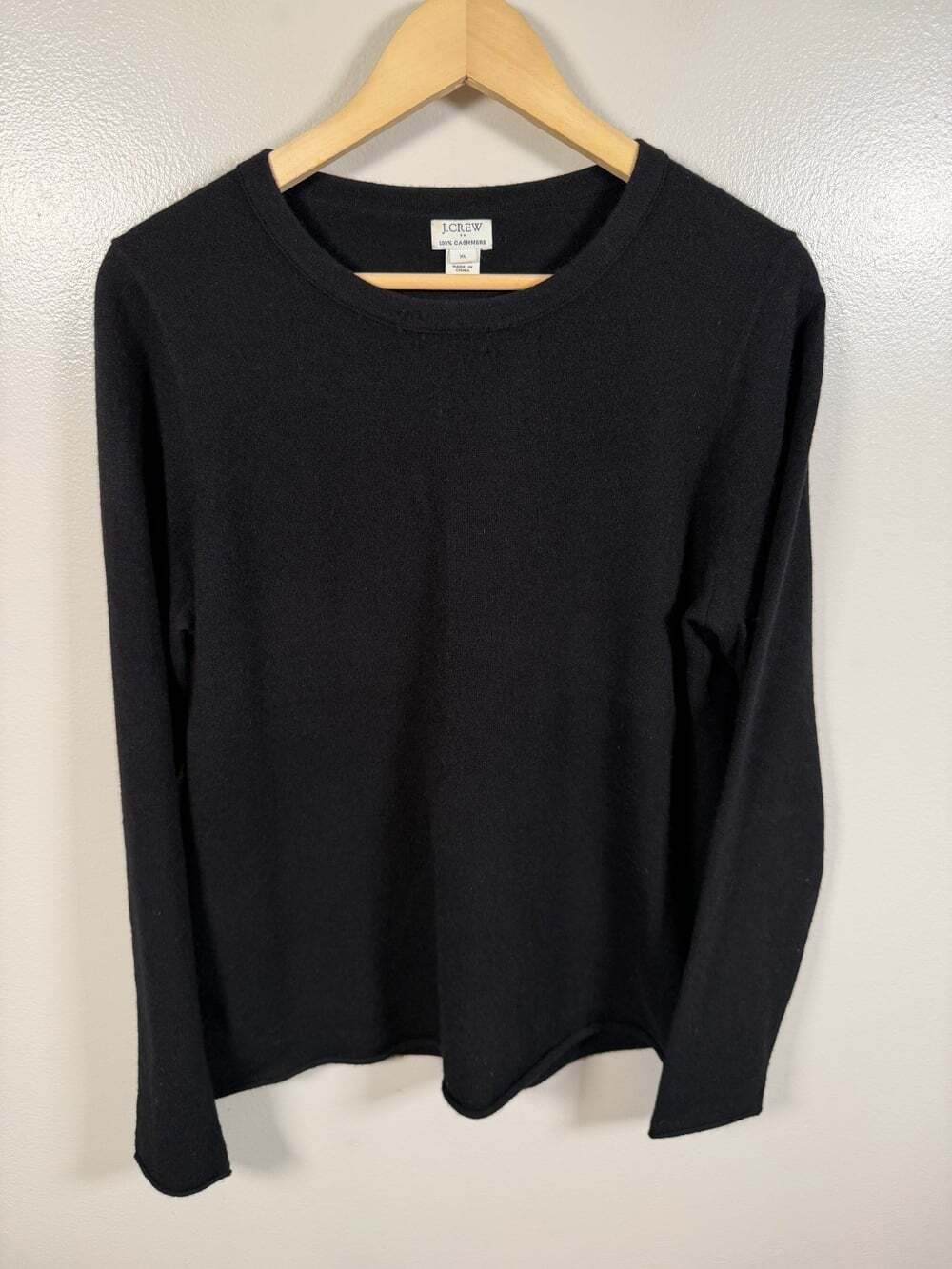 J.Crew Cashmere Crewneck Sweater Womens XL Black Pullover Knit Minimal Capsule